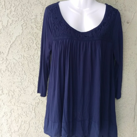 LC Lauren Conrad Tops - LC Lauren Conrad blue lace top flown blouse nwt